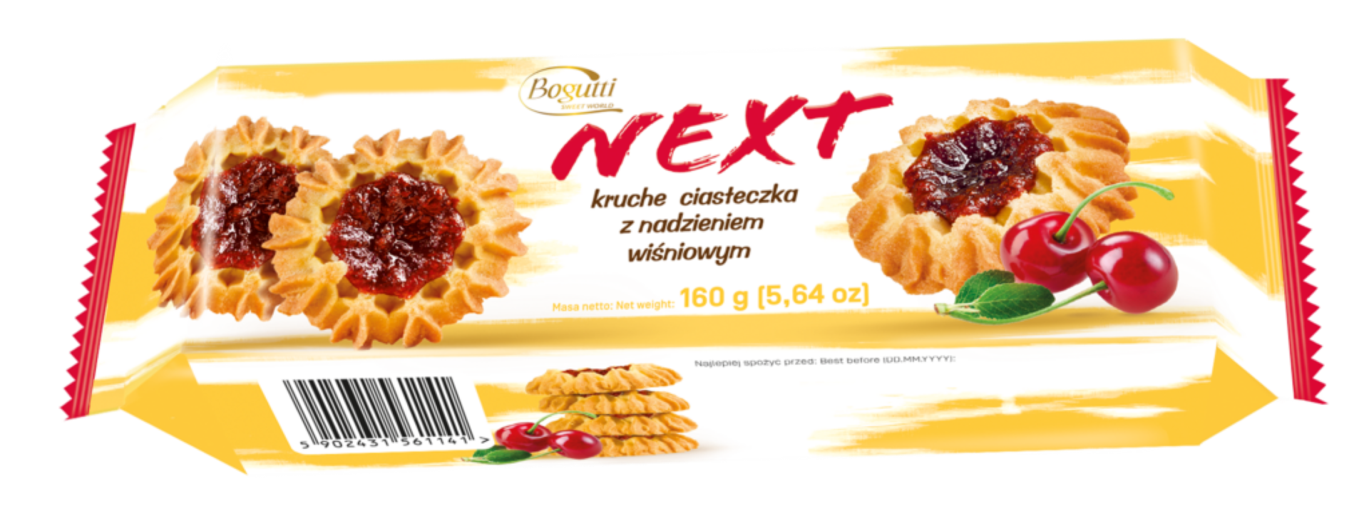 BOGUTTI NEXT COOKIES W CHERRY FILLINGS 160G